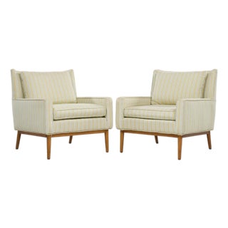 Paul McCobb for Directional Model 302 Mid Century Walnut Lounge Chairs - Pair For Sale