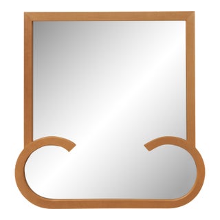 Vintage Grasscloth and Wood Wall Mirror For Sale