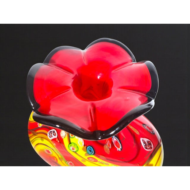 Red Murano Glass Vase by Toso Murano, 1980s For Sale - Image 8 of 10