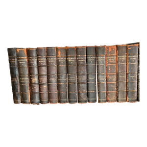 Late 19th Century Black Leather Decorative Book Bundle- Set of 13