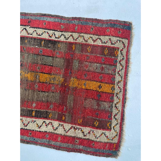 1920s Pure Wool Striped Caucasian Antique Rug Mat 1.9 x 2.9 For Sale - Image 5 of 8
