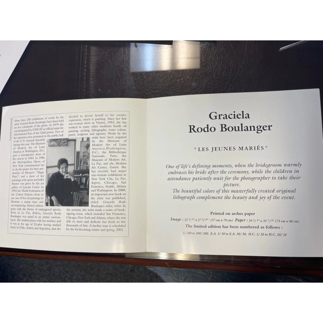 Paper "Les Jeunes Maries" Contemporary Figurative Wedding Scene Print by Graciela Rodo Boulanger, Framed For Sale - Image 7 of 7