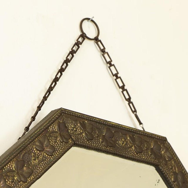 Hall Mirror with Brass Frame, 1920s For Sale - Image 3 of 5