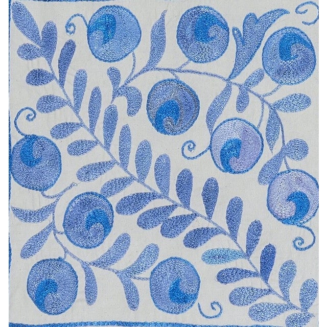 Decorative cushion cover made of hand embroidery silk on linen background, flowers and vine motifs, linen backing with...