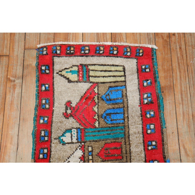 Mid 20th Century Vintage Turkish Mosque Pictorial Rug For Sale - Image 5 of 6
