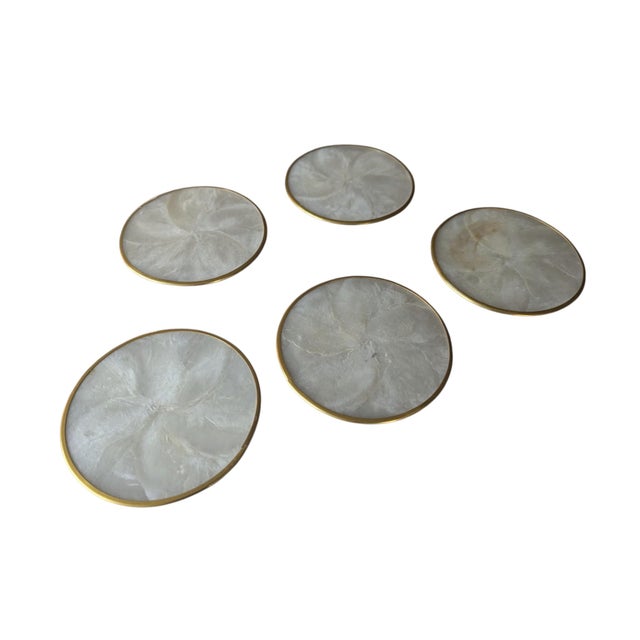 Shell Coastal Capiz Shell Coasters- Set of 5 For Sale - Image 7 of 8