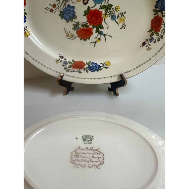 Raspberry Red Vintage 1960 Aynsley and Sons England Hand Painted "Famille Rose" 56pc Dinner Set for 8 For Sale - Image 8 of 18