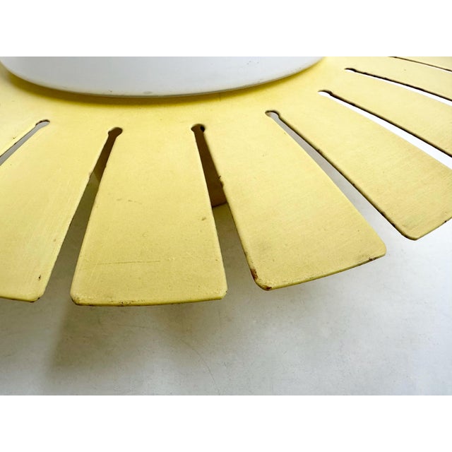 Mid-Century Modern Sunburst Opal Ceiling Lamp, Italy, 1950s For Sale - Image 4 of 18