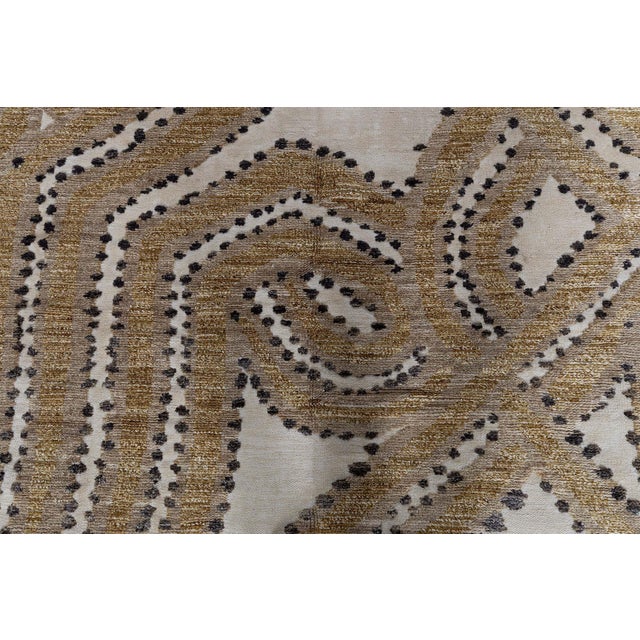 Abstract Contemporary Fluid Band Beige Carpet "Gildrift" by Doris Leslie Blau For Sale - Image 4 of 8