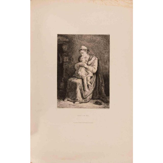 Amédée Guérard, A Mother's Kiss, 1800s, Etching For Sale - Image 3 of 3