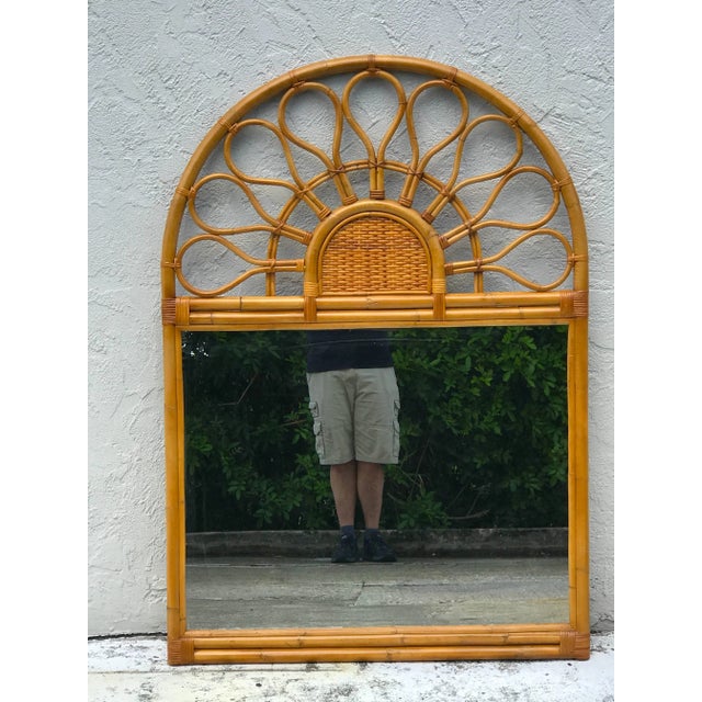 Large 1970s Bamboo Mirror For Sale - Image 11 of 11
