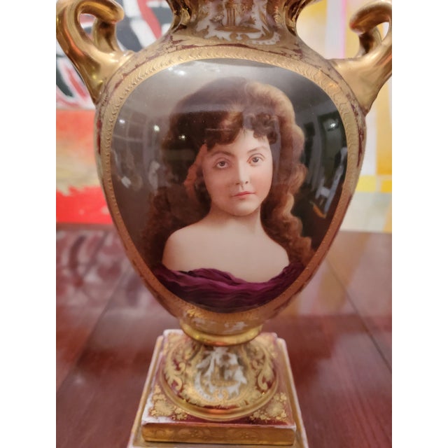 An important antique Austrian handpainted palace urn of the highest quality artist signed on the portrait and marked...
