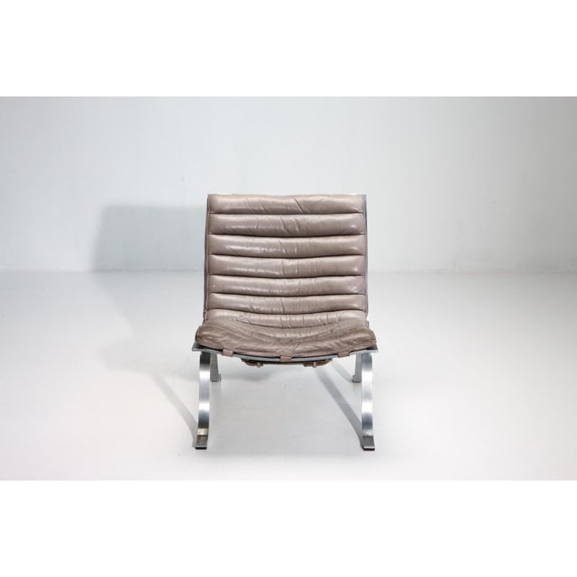 Lowback Ari Chair in Grey Leather by Arne Norel, Denmark, 1960s For Sale - Image 4 of 7