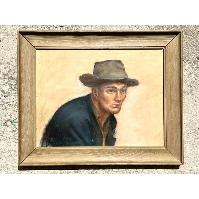 Vintage Boho Original 1956 Pastel Oil Painting on Paper For Sale In West Palm - Image 6 of 6