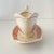 English 1950s Adams Mazara Red Pink Transferware Gravy Boat & Attached Underplate For Sale - Image 3 of 10