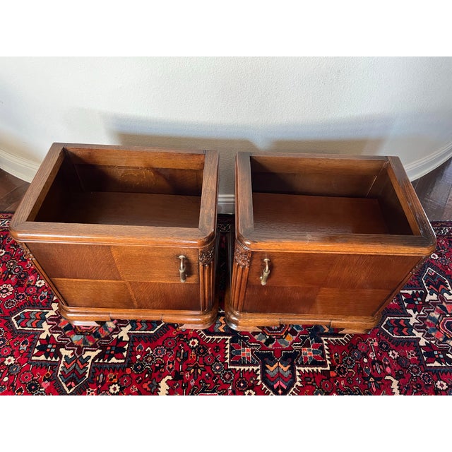 Art Deco Pair of French Style Art Deco Marble Top Night Stand, Bedside Table For Sale - Image 3 of 12