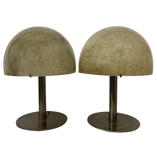 Large Mushroom Table Lamps in Murano Glas and Brass by Barovier & Toso, 1960s, Set of 2 For Sale