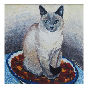 Contemporary Siamese Cat Pastel Portrait Painting