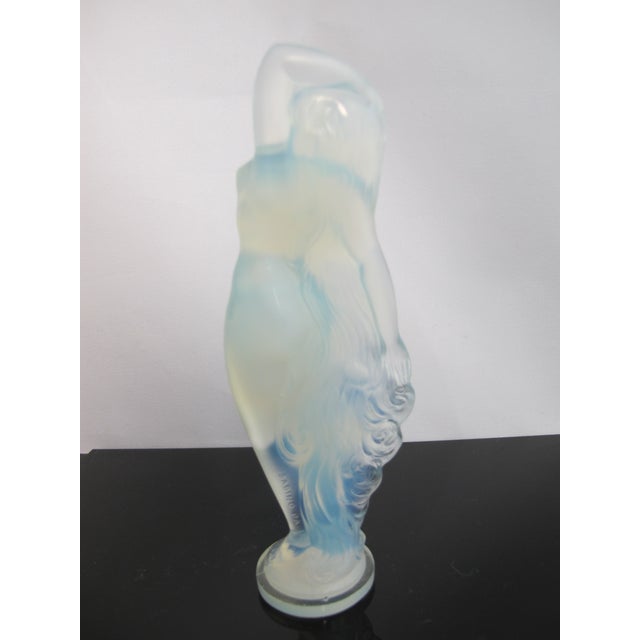 Blue Sabino France Opalescent Glass Reveil Nude Female Silhouette Art Deco Sculpture For Sale - Image 8 of 11