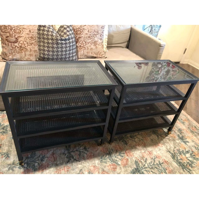 Vintage Cane 3 Tier End Tables Night Stands For Sale - Image 12 of 12