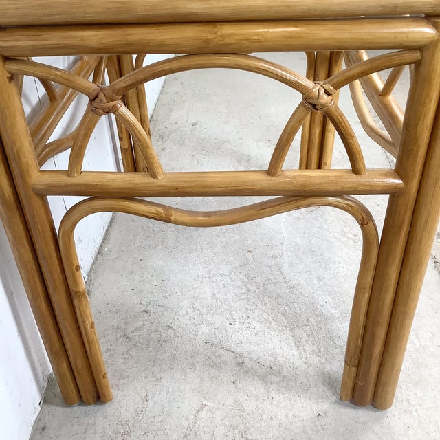 Vintage Bent Rattan & Glass Side Table With Arch Apron Detail, Circa 1970s–1980s For Sale - Image 11 of 12