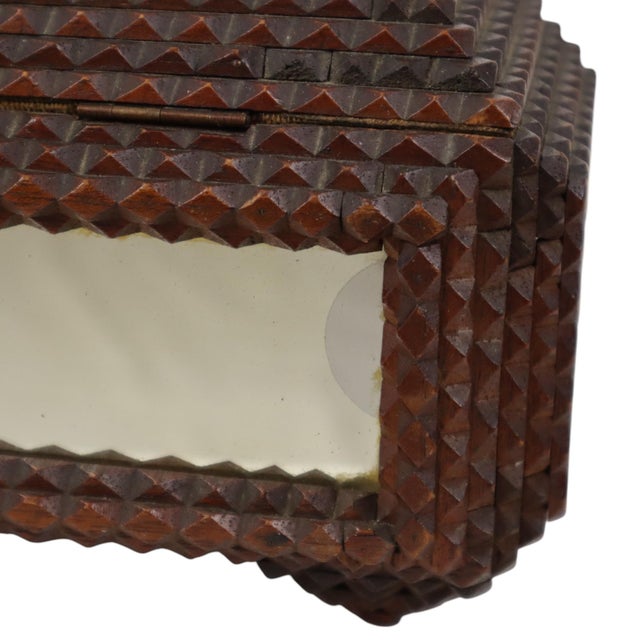 Antique Folk Art Tramp Art Box with Mirrors, 1890s For Sale - Image 10 of 16