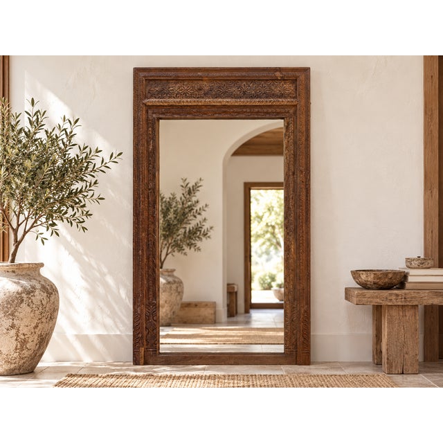 This outstanding mirror offers a rhythmic and structured take on architectural salvage. Standing at a commanding 94...