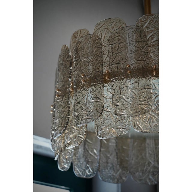 Mid-Century Modern Chandelier in Smoky Art Glass and Brass, 2000 For Sale - Image 3 of 10