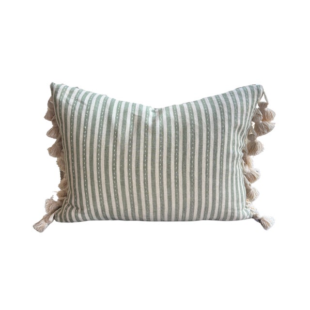 Traditional Schumacher Mathis Ticking Stripe Pillow For Sale - Image 3 of 3