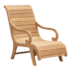 Vintage Solid Teak Sculptural Steamer-Style Chaise Lounge Chair