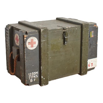 Military Medical Storage Chest in Wood, Belgium, 1940s For Sale