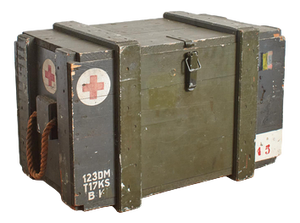 Military Medical Storage Chest in Wood, Belgium, 1940s