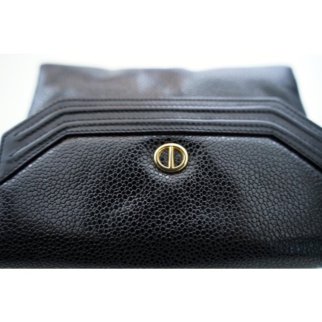 Christian Dior Christian Dior Black Caviar Leather Envelope Clutch, 1990s For Sale - Image 4 of 14