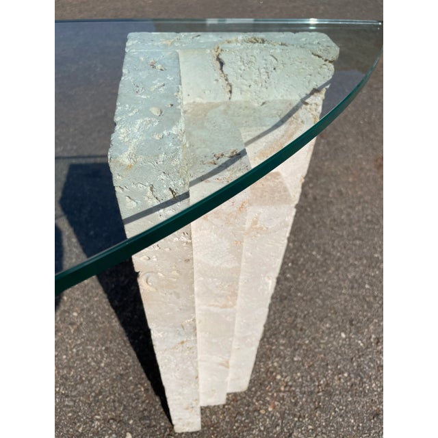 Eggshell 1970s Coastal Coquina Demi-Lune Table For Sale - Image 8 of 9