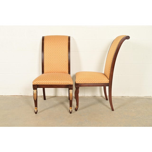 Baker Furniture Style Regency Carved Mahogany and Gold Gilt Dining Chairs, Set of Four For Sale - Image 10 of 12