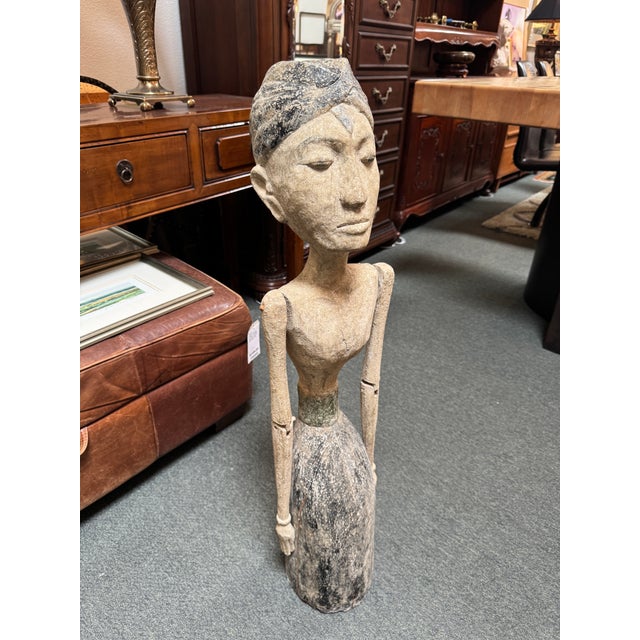 Balinese Hand Carved Wedding Figures, Pair For Sale - Image 12 of 12