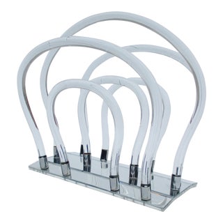 Dorothy Thorpe Sculptural Lucite Magazine Rack For Sale