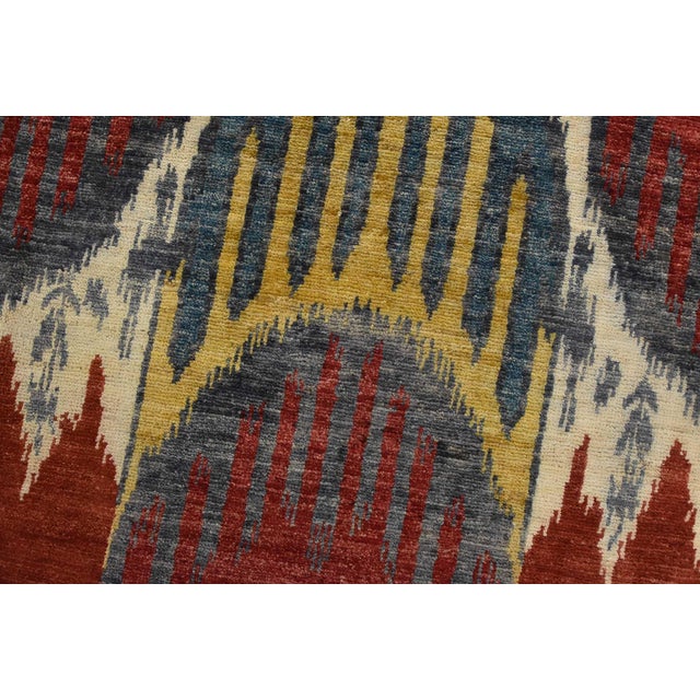 Ikat Rug 10’3” X 13’11” Beige Red Wool Modern Hand-Knotted Oriental Carpet For Sale - Image 4 of 15