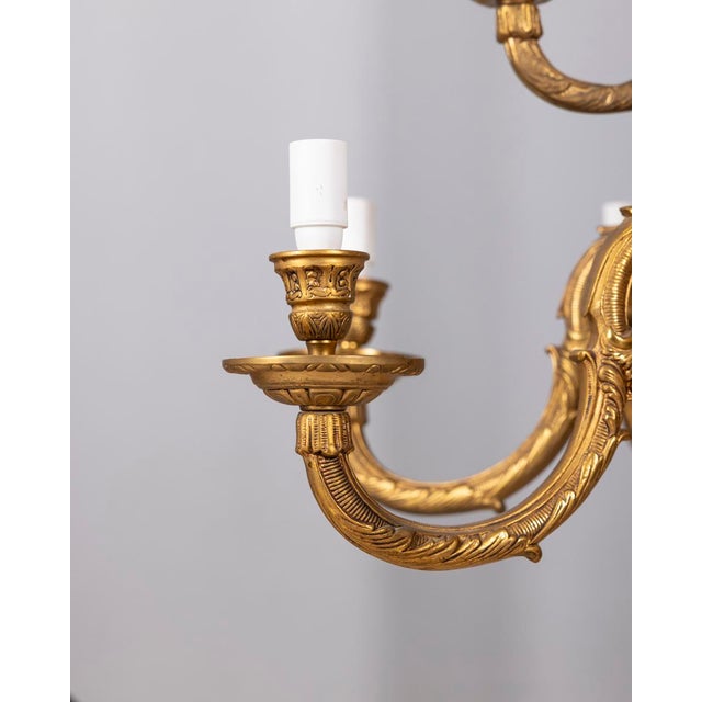 Gold 20th Century Classic Twelve-Light Gilded Bronze Chandelier, 1950s For Sale - Image 8 of 16