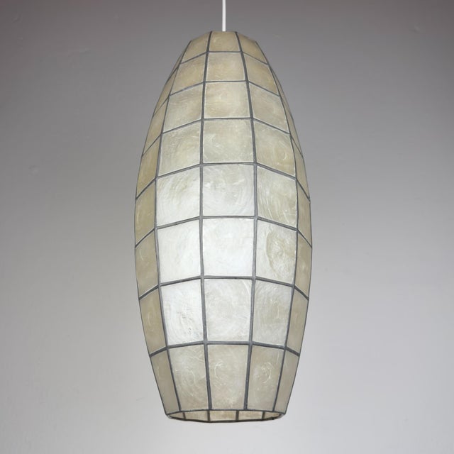 Vintage Capiz Shell Pendant Lamp, Italy, 1960s For Sale - Image 9 of 18