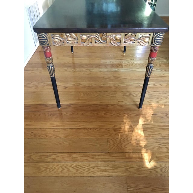 This piece was created in our workshop, it is made of alder wood with 22k gold leaf details, red and black paint. The top...