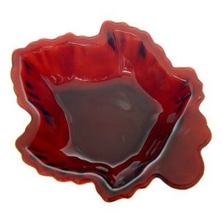Red Ruby Glass Leaf Bowl For Sale