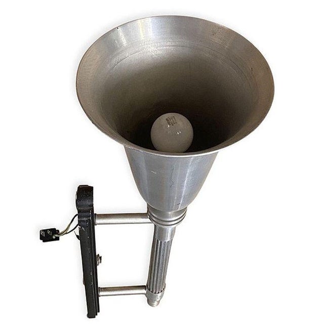 Art Deco 1930s Art Deco Machine Age Spun Aluminum & Steel Torchiere Wall Sconce, Set of 4 For Sale - Image 3 of 7