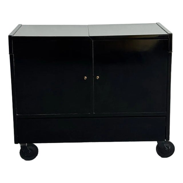1990s Post Modern Black Lacquer Bar For Sale