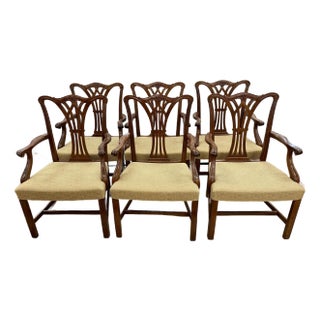 Set of 6 Federal Reserve Mahogany Dining Arm Chairs For Sale