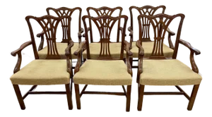 Set of 6 Federal Reserve Mahogany Dining Arm Chairs