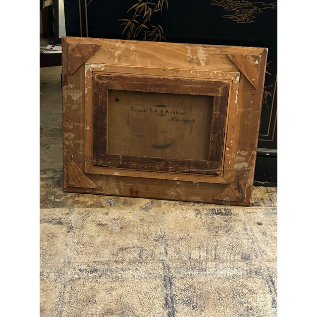 Dark Green Antique English Painting on Canvas of a Landscape by A. K. Robinson. For Sale - Image 8 of 8