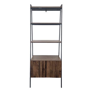 Walker Edison Industrial Ladder Bookshelf With Drawer Storage For Sale
