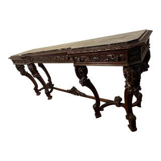 Antique Traditional Marble Topped Server, Sideboard or Buffet For Sale