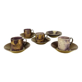 Ceramic Cups and Saucers from Sarreguemines, Set of 11 For Sale